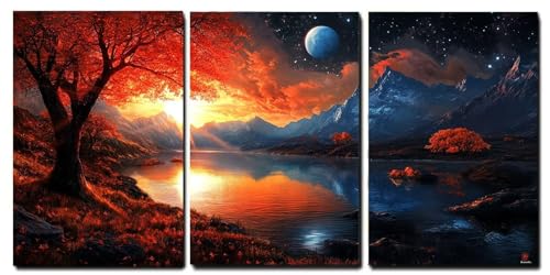 Tableaux sur Toile Automne Giclée Haute Définition Art Mural Cadre Bois Oujkeef