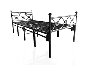 Sahni Portable Furniture Modern Style Single Folding Metal/Iron/Steel Bed/cot for Sleeping (Glossy Finish, 6ft by 3ft)