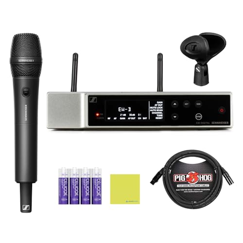 Sennheiser EW-D 835-S Set (Q1-6) All-in-one Wireless Microphone System Bundle w/ Pig Hog PHM10 8mm Mic Cable, 4-pack Blucoil AA Batteries and Liquid Audio Polishing Cloth