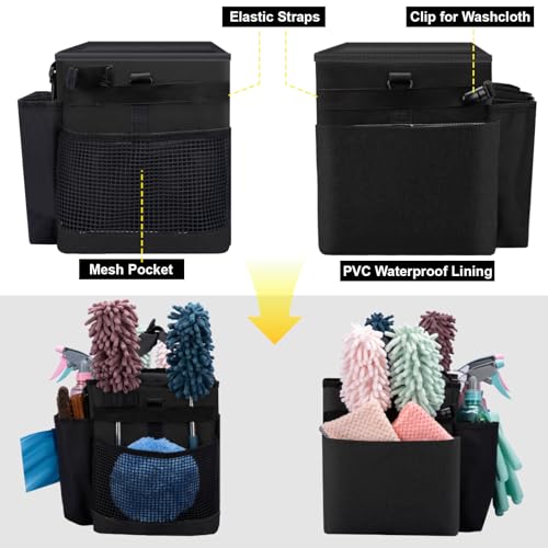 Wearable-Large-Cleaning-Caddy-Bag-for-Housekeepers-Black-Cleaning-Supplies-Organizer-with-Adjustable-Shoulder-Waist-Handle-Straps-Detailing-Bag-for-Kitchen-Supplies