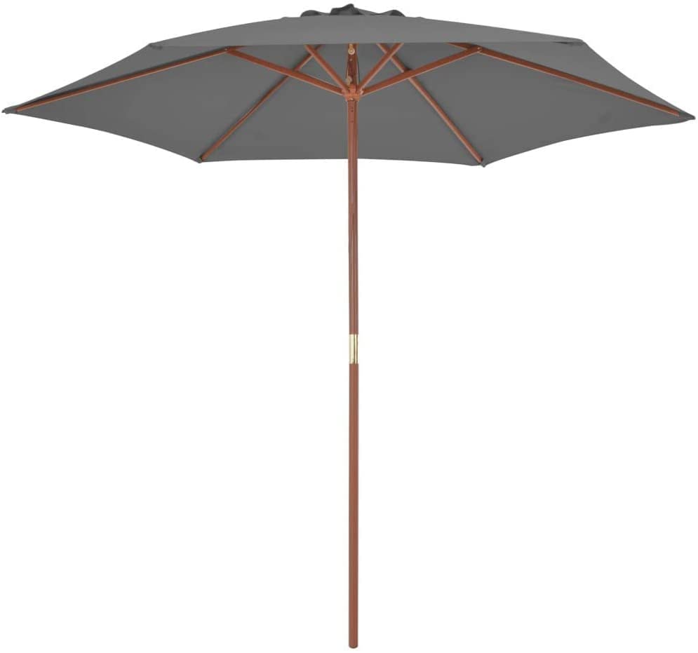 Parasol con poste de madera noble y tejido resistente de 270 cm 3