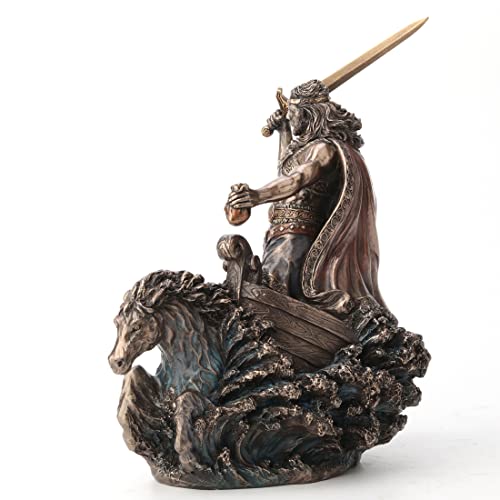 Figura de Manannan Mac Lir en resina acabado bronce 9.5 pulg miniatura 4