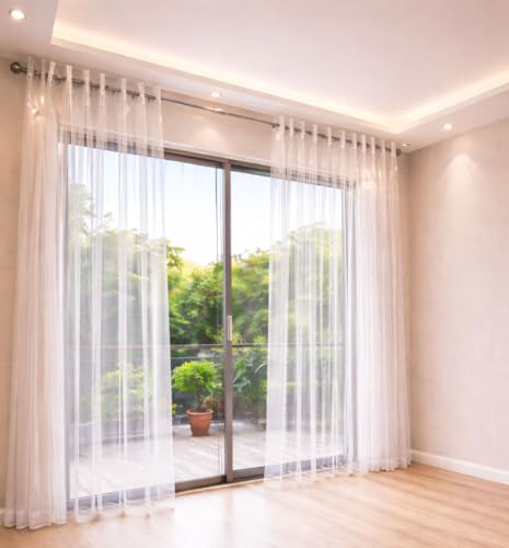 Image of 7 ft Solid Transparent AC Curtain | Waterproof Heavy-Duty 0.15 mm | Dust Wind Rain Protection, Mold & Mildew Resistant | All Season Use for Door, Window & Bathroom (Pack of 2)
