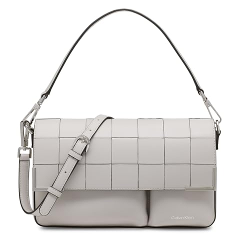 Calvin Klein Mica Organizational Flap Demi Shoulder Bag & Crossbody, Dove Grey Woven, One Size