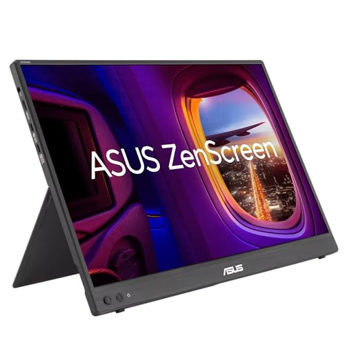 Image of ASUS ZenScreen MB16FC Portable Monitor - 16-inch 16:10 WUXGA (1920 x 1200) IPS Panel, Power Pass Through, Auto Rotate, Tripod, USB Type-C, mini-HDMI, Flicker Free, Low Blue Light, FSC Mix-Certified