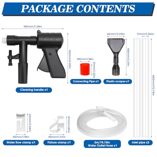 LPZMPZ 4-in-1 Mulmsauger Aquarium Set, Aquarium Sauger Bodengrund Reinigen mit Schlauchklemme, Handpumpe Aquarium Wasserwechsel, Aquarium Bodenreiniger für Wasserwechsel Sandreinigung