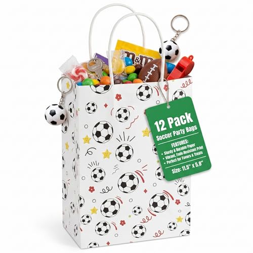 Bolsas de regalo de fiesta de fútbol con asas para recuerdos de cumpleaños