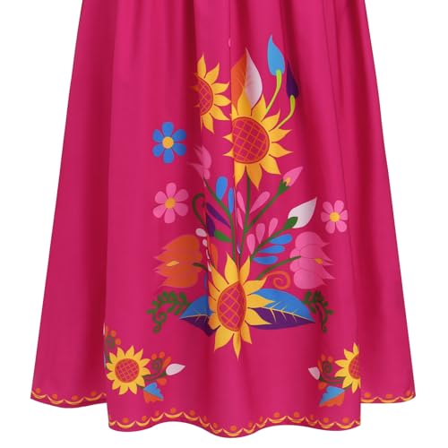 Image of ABEHIK Mexican Dresses for Women Traditional Off Shoulder Summer Floral Sunflower Fiesta Long Maxi Dress Cinco de Mayo Outfit