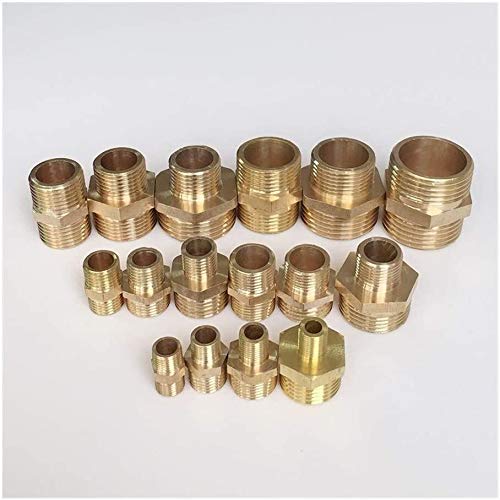 Raccordi filettati Raccordi per tubi in ottone 1/8" 1/4" 3/8" 1/2" 3/4" 1" Filettatura maschio Tubo in ottone Raccordi per capezzoli di riduzione uguali Raccordi rapidi in ottone Connettori Convertit