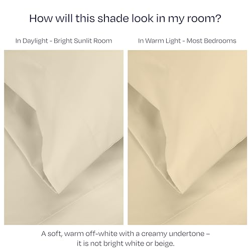 California Design Den Thick and Natural 100% Cotton Sheets King Size Set - Luxury 1000 Thread Count Sateen, Deep Pockets, Soft, Breathable and Durable Bedding Sheet Set - Ivory (Creamy Beige Tone)