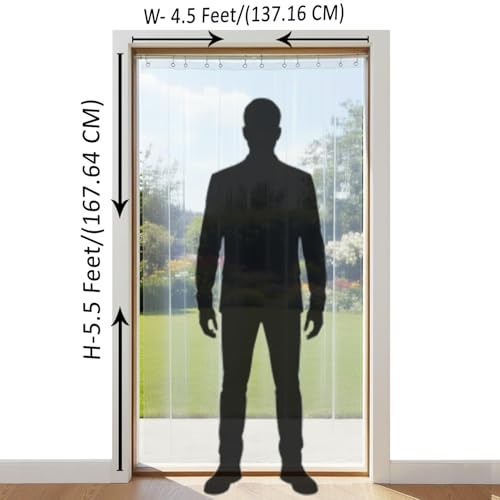 Image of The Furnishing Tree Transparent AC Curtain 5.5 Ft Length | 0.20 mm Thickness with 8 Hooks | Size 4.5 x 5.5 Ft (137 x 168 cm) | Door Curtain for Home, Balcony & AC Room