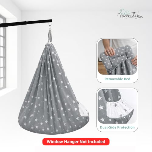 Image of Baby Cradle Swing for Newborns | Cotton Fabric Filled with Recron Fibre | Hanger Spring, Mosquito Net & Mattress with Insert Pocket | Jhoola, Thottil, Joli, Jokali, Onjal (Grey)