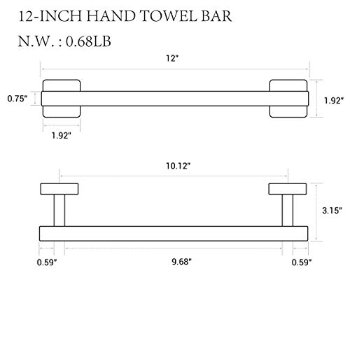 Bathroom Towel Bar, Brushed Gold Bath Towel Rail In Stainless Steel, 12 Inch, Wall Mounted, Brushed Brass #TOP6