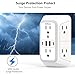 USB Wall Charger Power Strip Surge Protector with 4 USB Ports (2 USB C) Plug Extension Multiple Outlets Plug Extension Multi Outlet Plug in Adapter Spaced Outlets for Home Office Travel,White (White)