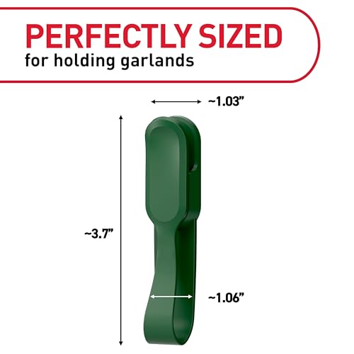 Image of Command Fireplace Mantle Garland Holder for Displaying Garlands, Wreaths, and Holiday Decor Without Leaving Damage, Holes, or Residue, Holds 2lbs, Green, 6 Pack