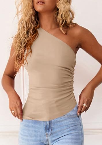 Image of PRETTYGARDEN One Shoulder Summer Tops for Women