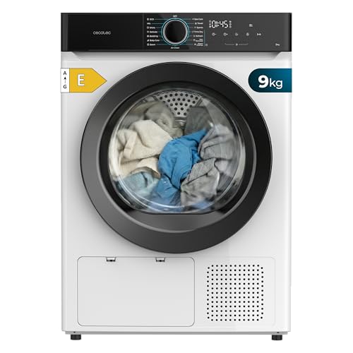Cecotec Secadora Bomba de Calor 9Kg Bolero Dresscode Dry 9180. 650W, Clase E (Antigua A++), Bajo Consumo, 15 programas, 3 Niveles de Secado, SpaCare, Antiarrugas, Accesorio para Zapatos, Blanco