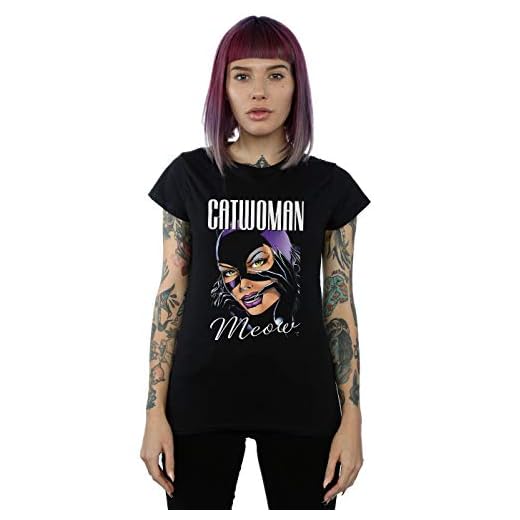 DC Comics Mujer Batman Catwoman Feline Fatale Camiseta Negro Small