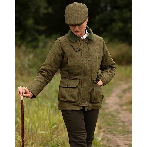 WALKER AND HAWKES - Hazelwood - Damen Country-Jacke aus Tweed - für die Jagd geeignet - Dunkles Salbeigrün - EU 36 (UK 8)