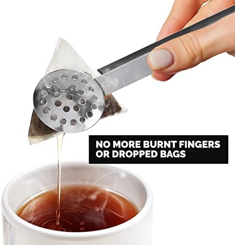 ORBLUE Tea Bag Squeezer | Stainless Steel Solid and Strainer Parts | Easy & Effective Tea Extraction + No More Burned Fingers on Hot Tea Bag