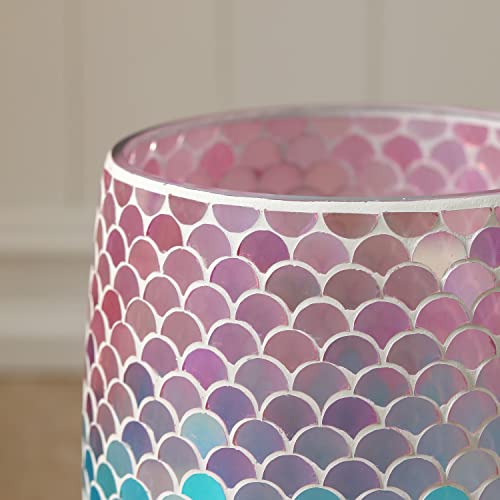 Image of Bathroom Wastebasket - Glass Decorative Trash Can (Mermaid)