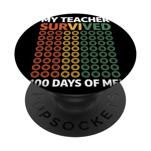 My Teacher Survived 100 Days of Me Rétro Pois Professeur PopSockets PopGrip Adhésif