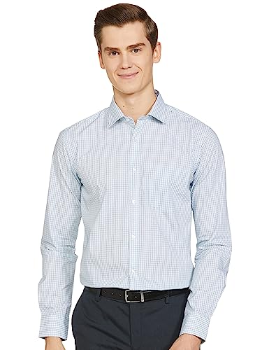 Image of Park Avenue Slim Fit Pure Cotton Checks Pattern Semi Cutaway Collar Formal Shirt