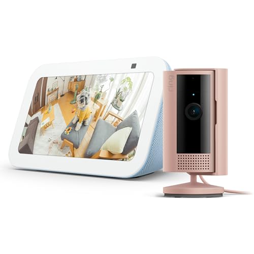 【セット買い】 Echo Show 5 (エコーショー5) 第3世代 クラウドブルー + Ring Indoor Cam (リング リング インドアカム) - ブラッシュの商品画像（Amazon）