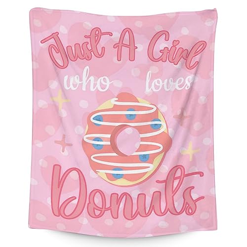 Girls Blanket - 40"x50" Cute Donut Throw Blanket Gifts for Girls - Pink Soft Fuzzy Doughnut Blanket for Couch & Living Room