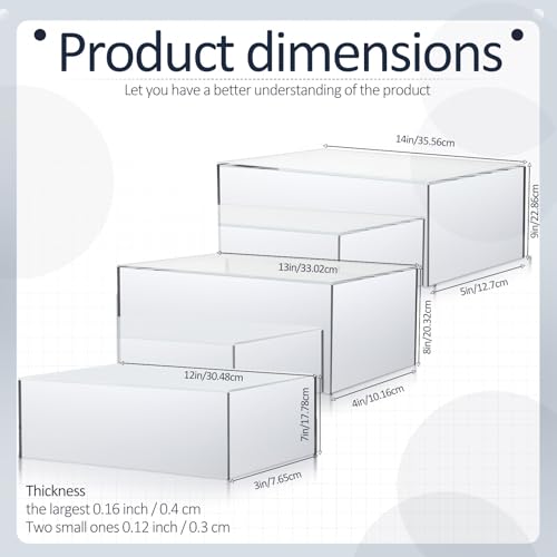 BrightRow 3 Pack Extra Large Acrylic Buffet Risers - 14” 13” 12” Silver Cube Display Stands with Hollow Bottoms, Table Display Boxes Set for Food Dessert Cake Drink Catering Party Supplies by BrightRow - Image 3