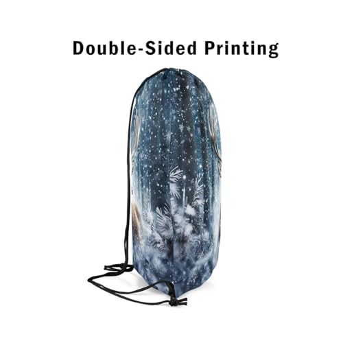Erosebridal 3D Deer Drawstring Backpack 13x15.7, Safari Wild Animal Drawstring Bags, Elk Snowflakes Hunting Reversible Draw String Back Bag For Swim Yoga, Woodland Wildlife String Backpack4