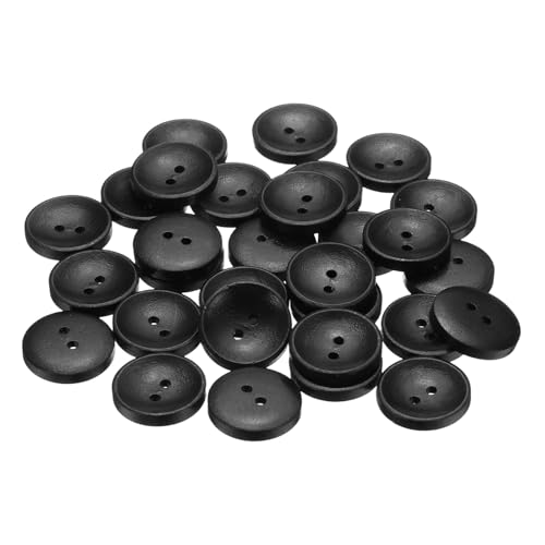 QUARKZMAN 30 Stück Knöpfe 20mm Holzknöpfe 2 Loch Buttons, Bastelknöpfe Vintage Rund Nähknöpfe Schüsseltyp Ersatzknöpfe für DIY Dekoration Mäntel Kleidung Strickjacke, Schwarz