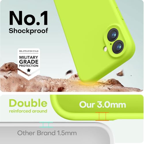 Image of LOVE 3000 Designed for iPhone 16 Case, Premium Silicone with [Soft Anti-Scratch Microfiber Lining] Shockproof Protective Phone Case for Men Women Girls 6.1 inch, Fluorescent Green