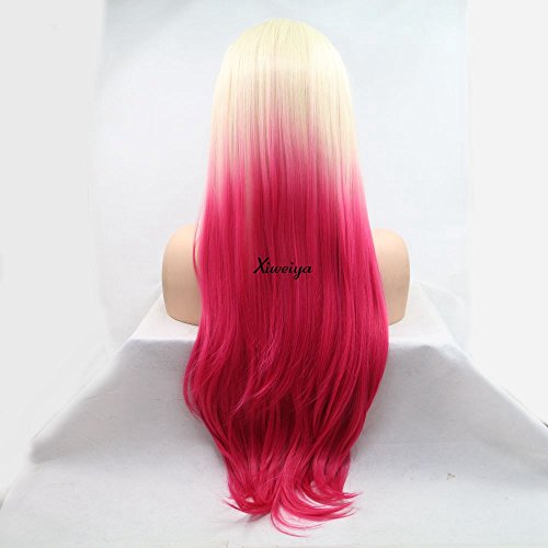 Xiweiya Wigs Long Natural Straight Wig Mermaid Piano Color Blonde Ombre Red Color Synthetic Lace Front Wig Heat Resistant Replacembre for Women Cosplay Makeup (blonde ombre red) - Image 4