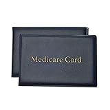 Medicare, Social Security Card Protector with 2 Clear Card Sleeves - Holds Medical Prescriptions, Social Security Card, Driver License, Health Insurance, ID, Credit Card Holders, Blue, 2 Pack