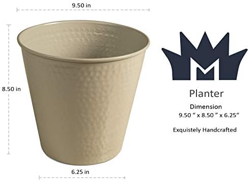 Monarch Abode Hand Hammered Desert Clay Garden Pot Planter, Metal