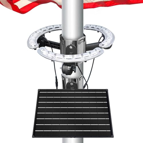 RAYSLIT Solar Flag Pole Light 3300 Lumens Flagpole Light Solar Powered Flag Lighting，360° Wraparound Illumination IP65 Waterproof，Adjustable Clamp Fits Diameter 2-6” Flagpoles Work up to 16 Hour