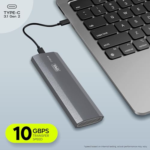 Image of TAG NVMe M.2 SSD Enclosure, USB 3.1 Gen 2 Type-C 10Gbps, Tool-Free SSD External Case, Supports 2230 /2242 /2260 /2280 PCIe Nvme, Portable Metal Body, Plug & Play, Upto 4TB, for Windows /Mac /Linux /Android