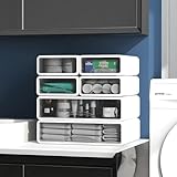 Desk Organizer with Drawers,Plastic Stacking Desk Top Drawer Storage Organizer box, for Office,Makep Vanity, Nail, Polish Bathroom, Stationery Art Craft Supplies (6-Pack)