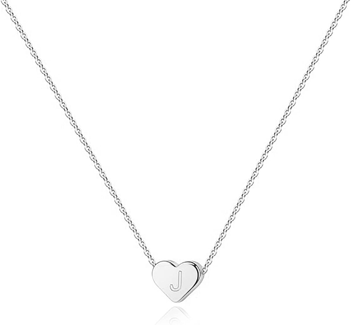 Collar de corazón pequeño chapado en oro de 14 quilates PAVOI | Collar delicado para mujer | Gargantilla de corazón con letras personalizadas | Control deslizante ajustable