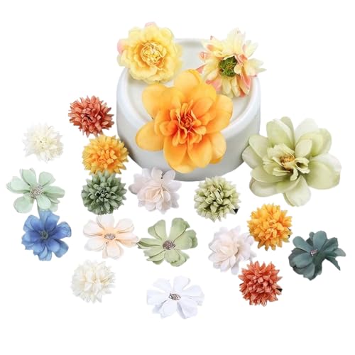Mjzzh 20 Flores Artificiales Hechas a Mano, Conjunto Floral Realista, Flores Artificiales de Tela para Manualidades, Decoraciones para Bodas, Adornos para tocados y Sombreros.