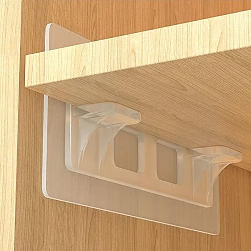 Punch Free Shelf Support Peg-Clear Self Adhesive Shelves Clips for Kitchen Cabinet Book Shelves-Strong Partition Bracket Holders Pin for Closet Clapboard Layer-Load Bearing 10 Pounds,4 Pack