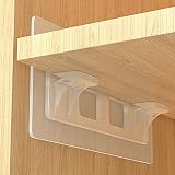 Punch Free Shelf Support Peg-Clear Self Adhesive Shelves Clips for Kitchen Cabinet Book Shelves-Stro