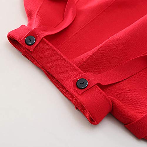 Raroauf Girl's Suspender Skirts Knit A-Line Flared Skater Skirt Red Tag 140 (8-9 Years) #TOP2