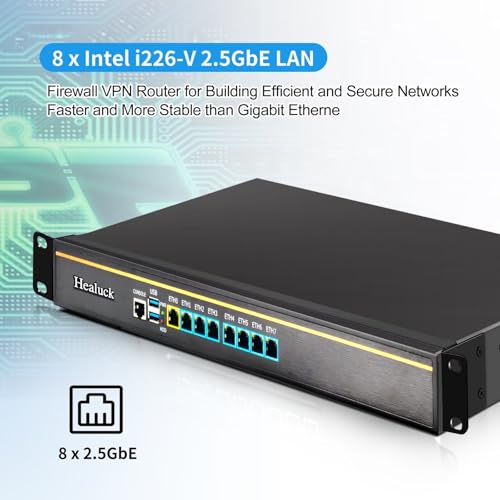 Image of 1U Firewall Appliance, Core i5 4300M Z87, 8 x i226V 2.5GbE LAN, OPNsense, VPN, 19 Inch 1U Network Rackmount, VGA, Console, USB3.0, DDR3L 16G RAM 128G SSD