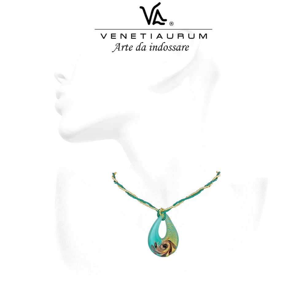 Venetiaurum - Collar para Mujer con Colgante Gota en Cristal de Murano Original y Plata 925 - Joya Made in Italy Certificada