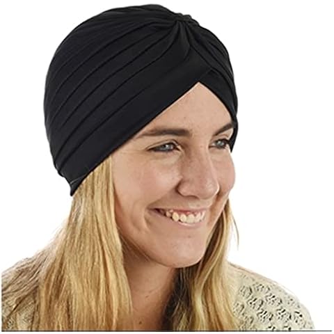 Women's Head Scarf Hat Hijab Wrap Stretch Cancer Chemo Cap Muslim Bow Knot Turban (Black) Cover