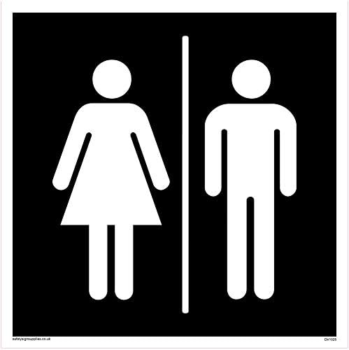 Viking Signs DV1025-S15-V Male & Female Toilet Symbols - Toilet Door Sign, Negative Black Text, Vinyl/Sticker, 150 mm H x 150 mm W