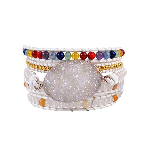 Ygline Boho 5 Wrap Natural Stone Bracelet Handmade Gemstone Beaded Bracelet Jewelry Collection #TOP20