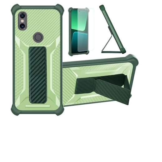 Aroepurt Hülle Für Xiaomi Mi Mix 3 5g Hülle Case Handyhülle Schutzhülle Cover [mit gehärtetem Glas-Screen-Protector] Hybrid [Folding Support Magnetic] [Frosted Anti-Fingerprint] Grün